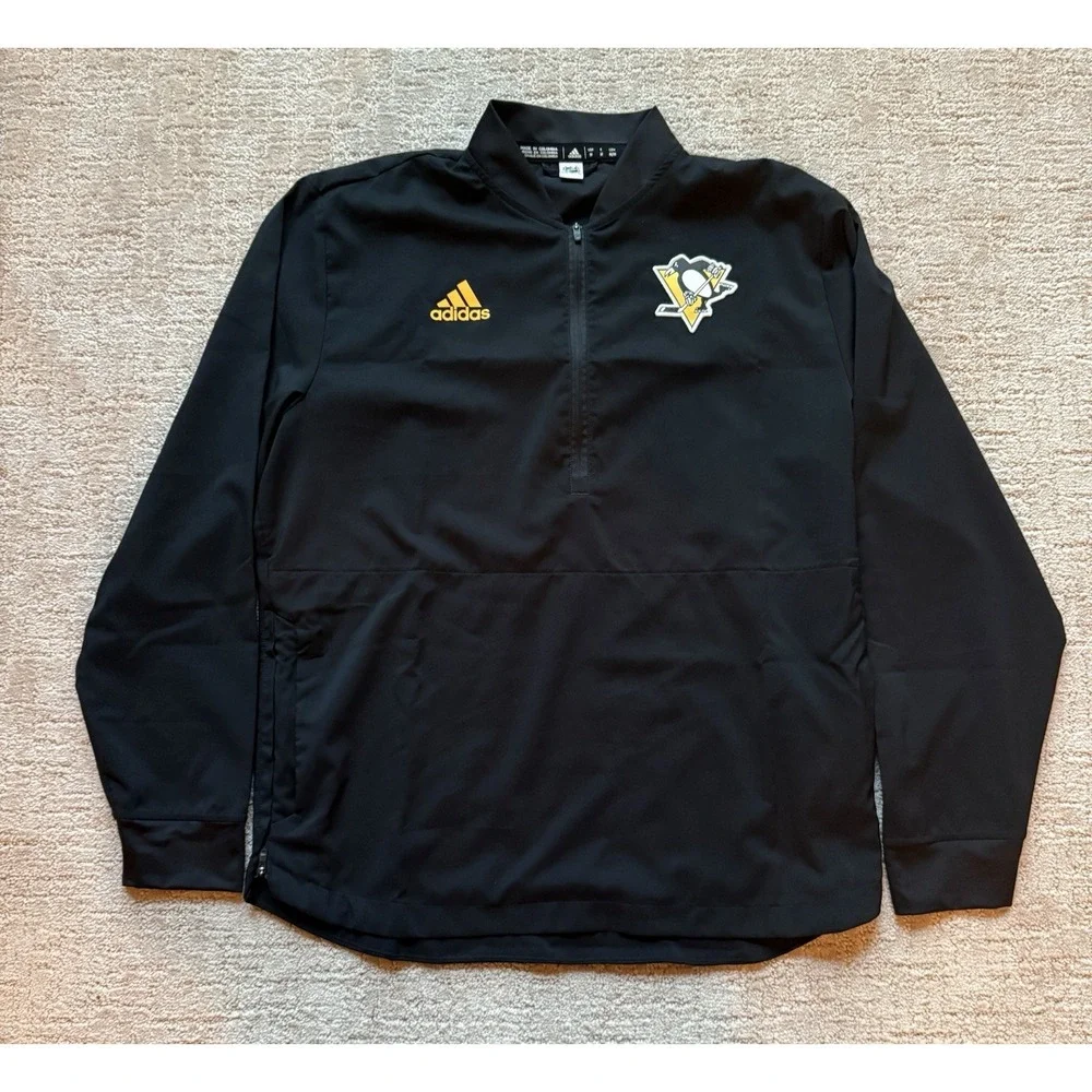 Adidas Men's NHL Pittsburgh Penguins Aeroready 1/4 Zip Medium Ice hockey EUC